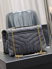 YSL Loulou Small Chain Bag Suede Grey Gold 25x17x9cm - 2