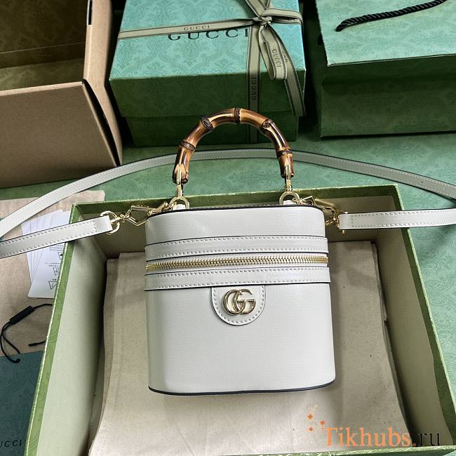 Gucci Mini Bamboo Shoulder Bag White 15.5x13.5x4cm - 1