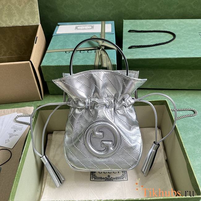 Gucci Blondie Mini Bucket Bag Silver 15x19x8cm - 1