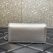 Valentino Garavani Small Leather Chain Wallet Silver 20x5.5x10cm - 3