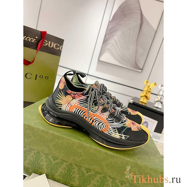 Gucci Run Floral Print Sneakers Multi Black - 1