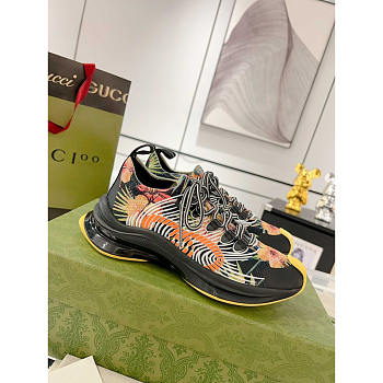 Gucci Run Floral Print Sneakers Multi Black