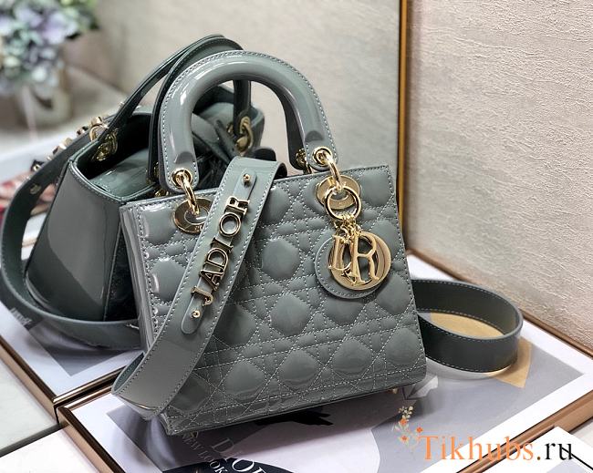 Dior Small Lady Patent Grey 20cm - 1