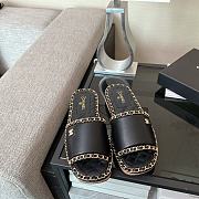 Chanel Black & Gold Chain Mules - 3