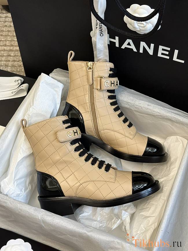 Chanel Beige Leather Adventure Boots - 1