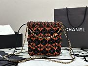 Chanel 22 Mini Bag Macrame Light Brown Burgundy Black 20x19x6cm - 4