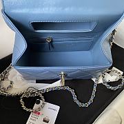 Chanel Mini Box Bag Shiny Calfskin Gold Blue 10.5x17x8cm - 6