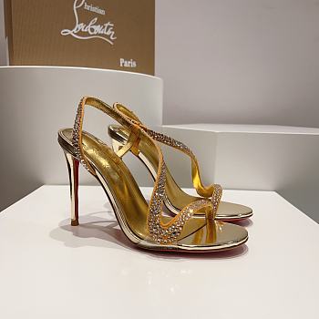 Christian Louboutin Gold Rosalie Strass 100 heel Sandals