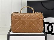 Chanel Small Flap Bag Top Handle Brown 22x21x6.5cm - 6