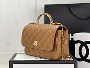 Chanel Small Flap Bag Top Handle Brown 22x21x6.5cm - 5