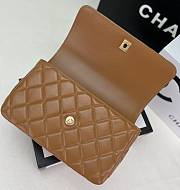 Chanel Small Flap Bag Top Handle Brown 22x21x6.5cm - 4