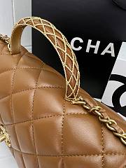 Chanel Small Flap Bag Top Handle Brown 22x21x6.5cm - 3