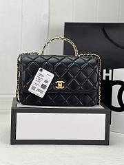 Chanel Small Flap Bag Top Handle Black 22x21x6.5cm - 1