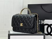 Chanel Small Flap Bag Top Handle Black 22x21x6.5cm - 6