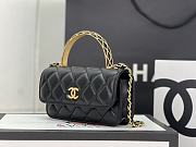 Chanel Mini Flap Bag Top Handle Black 17x3.9x6.8cm - 5