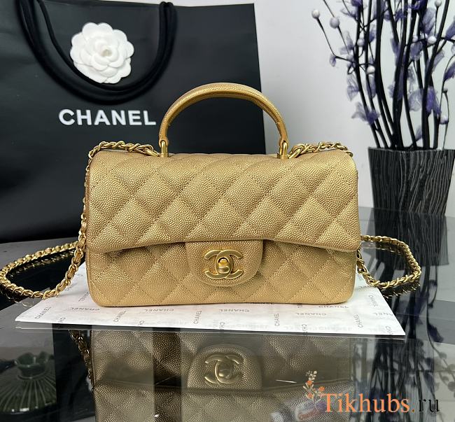 Chanel Top Handle Gold Caviar 20x12x6cm - 1