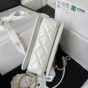 Chanel Mini Flap Bag With Top Handle White Gold 20x14x7.5cm - 5