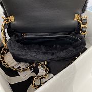 Chanel Flap Bag Top Handle Shearling Black 18x23x9cm - 3