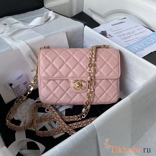 Chanel Small Flap Bag Gold Pink 20.5x17x6.5cm - 1