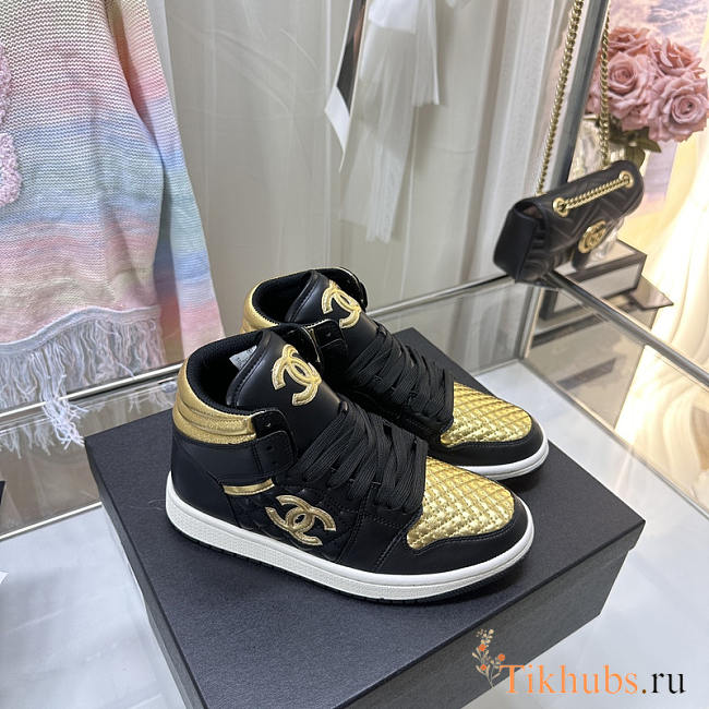 Chanel Gold Black Hight Sneaker - 1