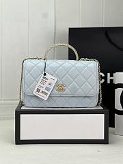 Chanel Small Flap Bag Top Handle Blue 22x21x6.5cm - 1