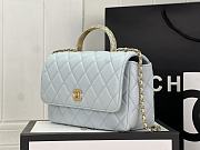 Chanel Small Flap Bag Top Handle Blue 22x21x6.5cm - 6