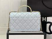 Chanel Small Flap Bag Top Handle Blue 22x21x6.5cm - 5