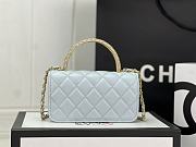 Chanel Mini Flap Bag Top Handle Blue 17x3.9x6.8cm - 6