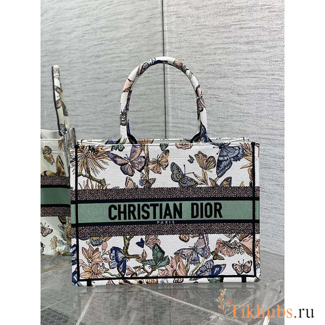 Dior Medium Book Tote White Multicolor Mexico Embroidery 36 x 27.5 x 16.5 cm - 1