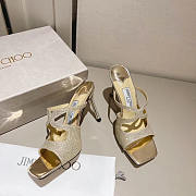 Jimmy Choo Choo Anise 95 Glitter Sandals Ice White Gold - 4