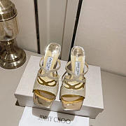 Jimmy Choo Choo Anise 95 Glitter Sandals Ice White Gold - 3