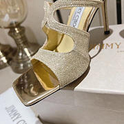 Jimmy Choo Choo Anise 95 Glitter Sandals Ice White Gold - 2