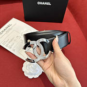 Chanel Silver CC Leather Belt Black - 4