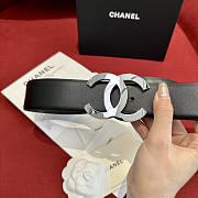 Chanel Silver CC Leather Belt Black - 3