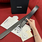 Chanel Silver CC Leather Belt Black - 2