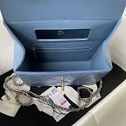 Chanel Small Box Bag Shiny Calfskin Gold Blue 13.5x19x8cm - 4