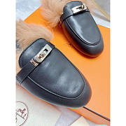 Hermes Fur Loafers Silver Black - 5