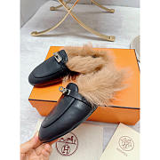 Hermes Fur Loafers Silver Black - 4