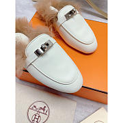 Hermes Fur Loafers Silver White - 5