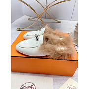 Hermes Fur Loafers Silver White - 4