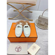 Hermes Fur Loafers Silver White - 3