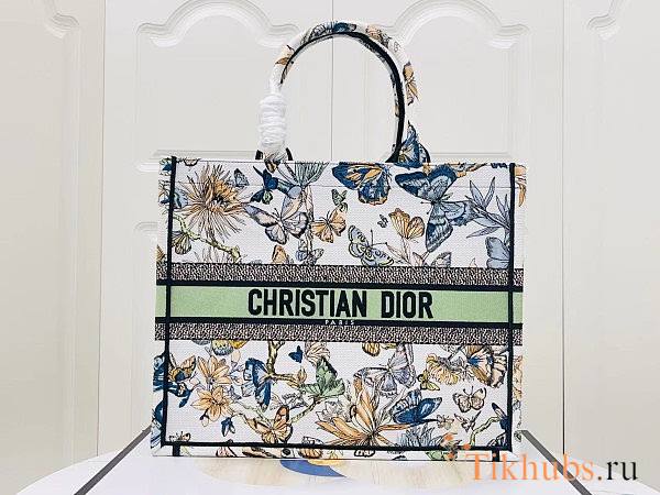 Dior Large Book Tote White Multicolor Mexico Embroidery 42cm - 1