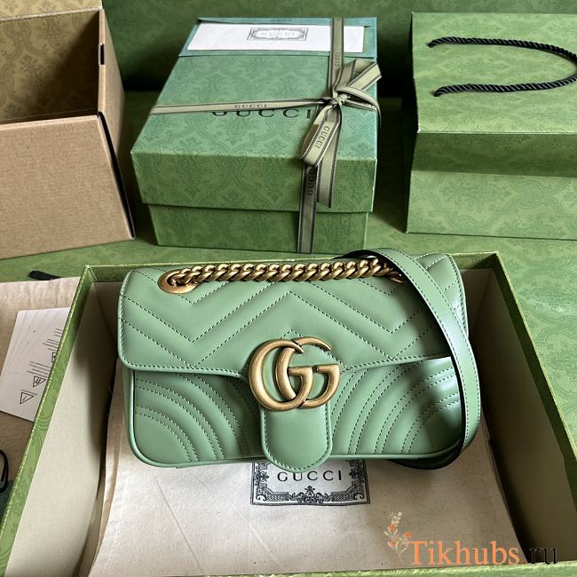 Gucci Mini Marmont Green Shoulder Bag 23x14x6cm - 1