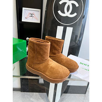 Bottega Veneta Snap Shearling Suede Boots Brown