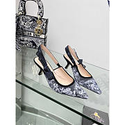 Dior J'Adior Slingback Pump Embroidered Cotton Dark Blue 6.5cm - 1