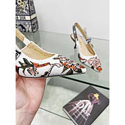 Dior J'Adior Slingback Pump Embroidered Cotton White Multicolor 6.5cm - 5