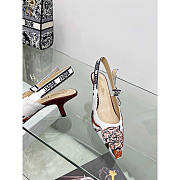 Dior J'Adior Slingback Pump Embroidered Cotton White Multicolor 6.5cm - 4