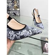 Dior J'Adior Slingback Pump Embroidered Cotton Dark Blue 10cm - 4