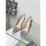 Dior J'Adior Slingback Pump Embroidered Cotton Pink 10cm - 2