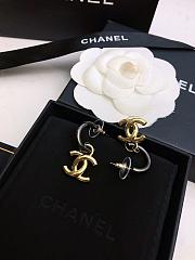 Chanel Gold CC Logo Drop Charm Ruthenium Hoop Earrings - 4